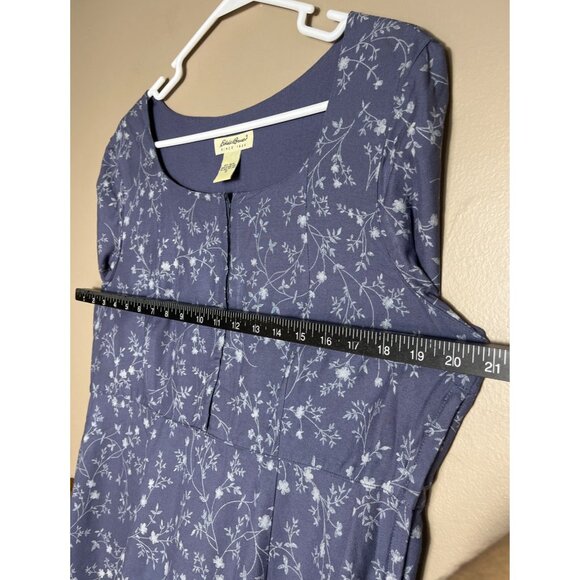 Eddie Bauer Dress Blue Vtg Maxi Rayon Cottage Modest Grunge Teacher Women 12 - Picture 4 of 9